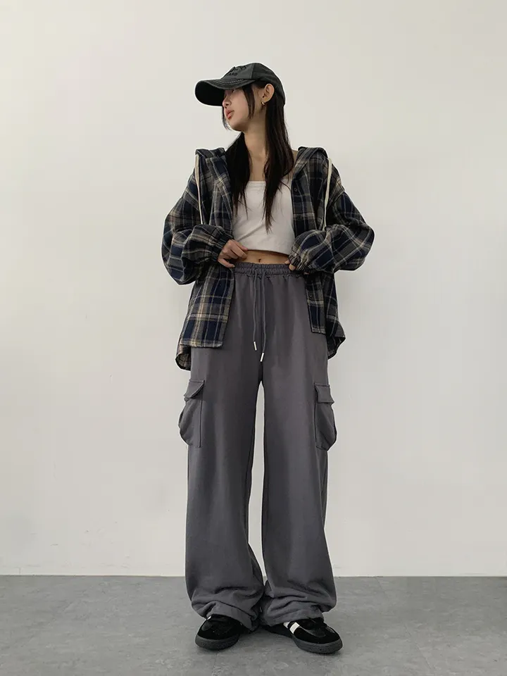 ✨줍줍SALE/마지막수량!!✨[기본,롱기장/가격찐!! 도톰한 쭈리원단 *스트링조절* 데일리 와이드 트레이닝팬츠] 이단쭈리카고스트링팬츠 상세 이미지 37