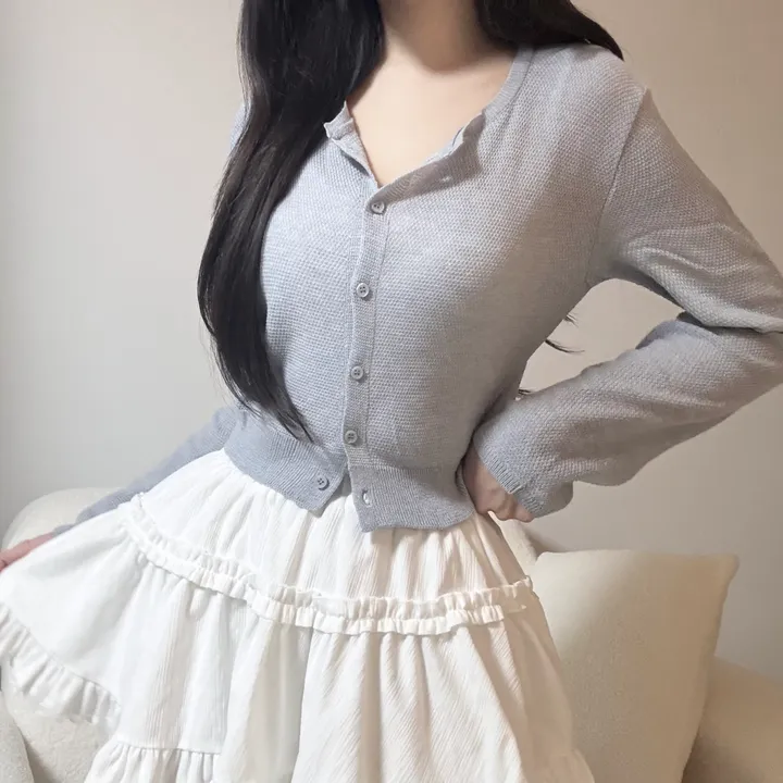 [여름까지/벚꽃룩] 린넨 간절기 크롭 기본 라운드 가디건 상세 이미지 17