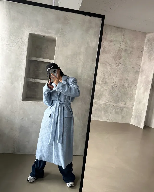[SALE] 포그니 벨트 롱 코트 SKYBLUE COLOR 상세 이미지 6
