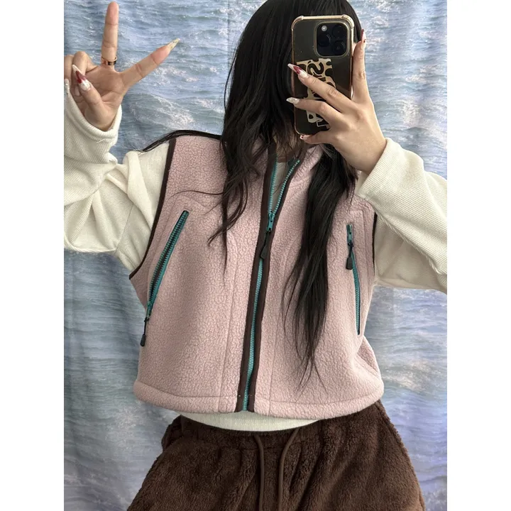[OOTJ MADE]키치 더 힙 믹스 컬러 포인트 플리스 후리스 하이넥 집업 베스트(4color) 상세 이미지 5