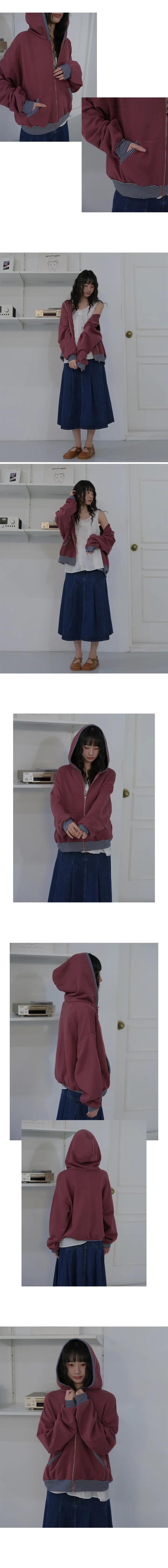*추천* 레드빈 배색 캐주얼 후드 jp 2color 상세 이미지 5