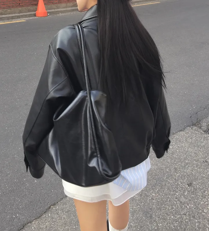 *아방졸귀핏* 오버핏 루즈핏 라이더 자켓 레더 자켓 레더 점퍼 라이더 점퍼 상세 이미지 5