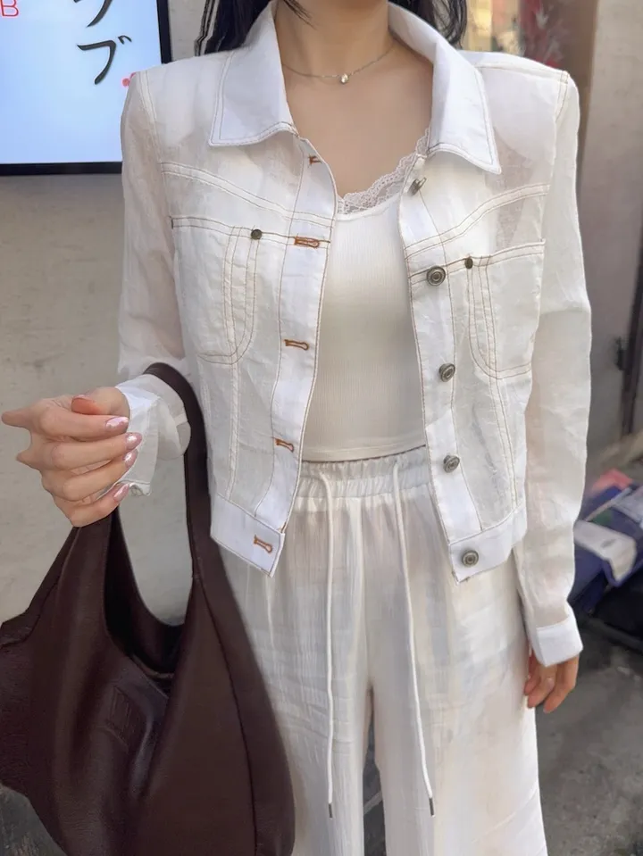⚡️블랙 당일⚡️스티치 시스루 썸머 자켓 상세 이미지 10