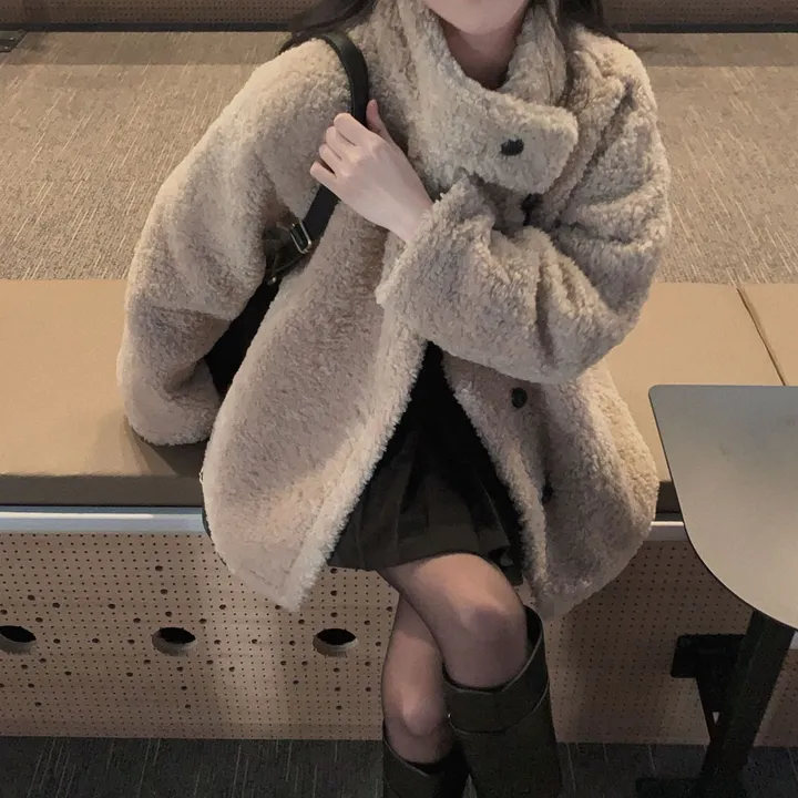 [왕아방핏🤎/주문폭주✨]후회없는 선택,푸들 양털 오버핏 하프 스웨이드 퍼자켓,코트 상세 이미지 18