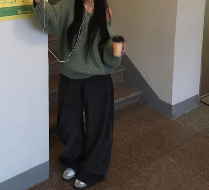 [OOTJ/골덴소재] 골반라인예쁨! 핀턱 포인트 코듀로이 골덴 롱 와이드 팬츠 상세 이미지 6