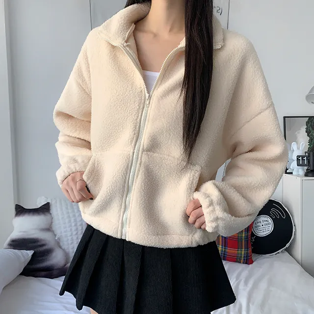 [가성비최고/3col] 앤디 루즈핏 양털 후리스 크롭 집업 / 플리스집업 / 최저가보장 / 크롭후리스 / 양털집업 / 하이넥집업 / 가격실화 / 도톰폭닥 / 뽀글이 / 방한템 상세 이미지 4