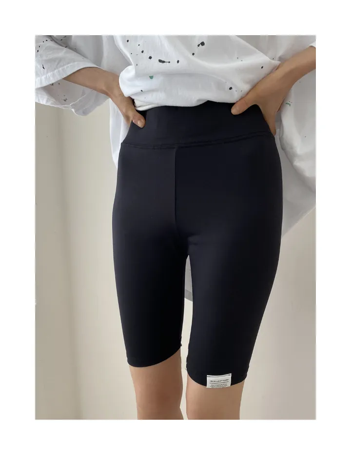 2color 사방스판 하이밴딩 뱃살커버 4부 레깅스팬츠 상세 이미지 5