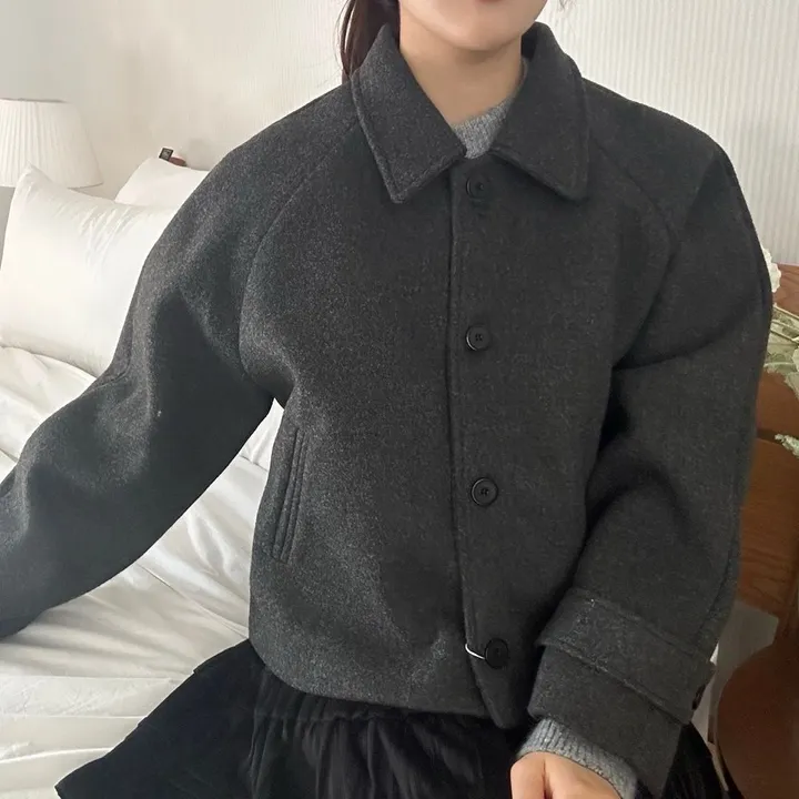 [아방루즈핏/💞러블리] 머스 카라 숏 코트 자켓 모직코트 상세 이미지 43