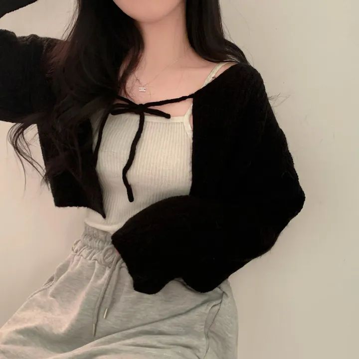 [흘러내림X]퓨어 울 모헤어 리본 볼레로 크롭 가디건 - 4color 상세 이미지 36