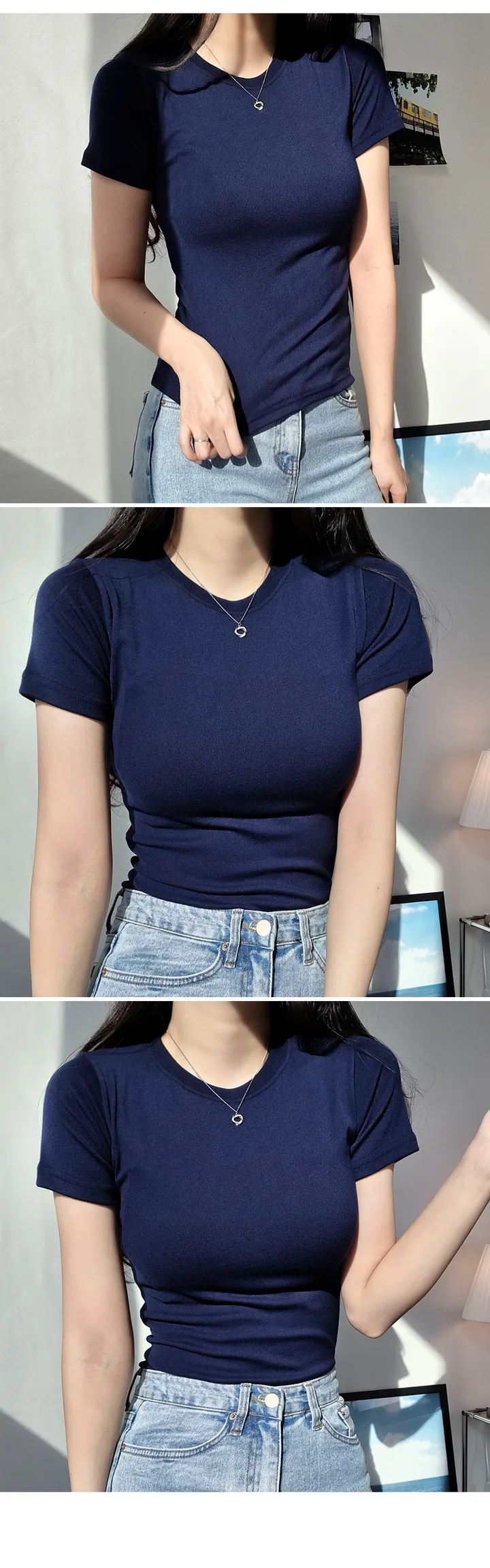 [쫀득한원단💕2만장판매🎉] 쫀득핏 슬림 기본 반팔 티셔츠 무지티 기본티 슬림핏 상세 이미지 8