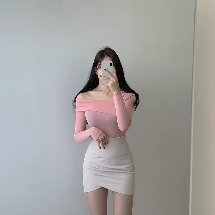 (여리글램핏ღ) 스윗 사선 오프숄더 긴팔 티셔츠 5color (S/S) 상세 이미지 17