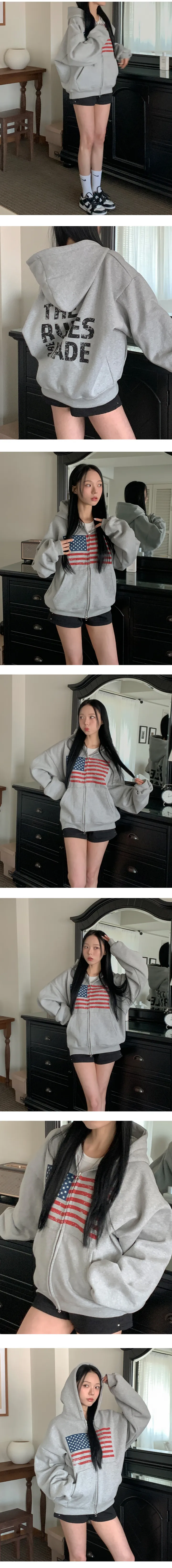 [💛단독컬러진행💛/주문폭주!!/고퀄리티]아메리칸 성조기 후드집업| 쭈리 집업 후드 집업 투웨이 빈티지 유니크 상세 이미지 5