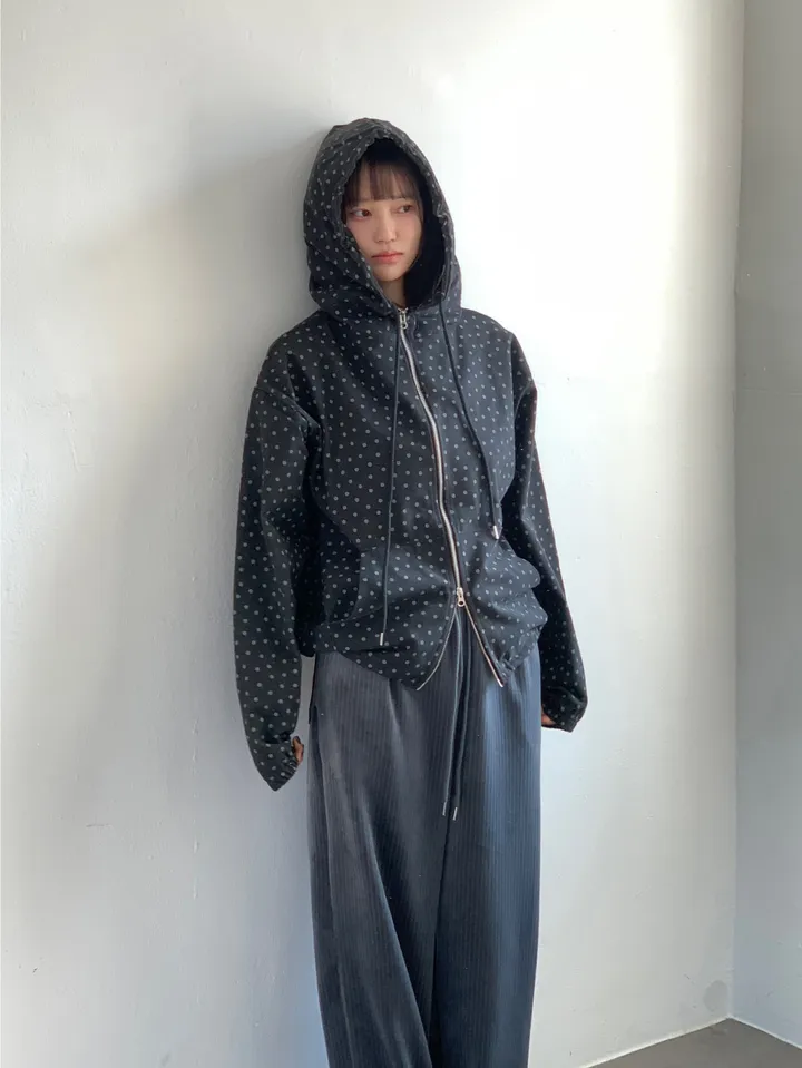 브랜드공장) 도트 데님 하이넥 후드집업 상세 이미지 13