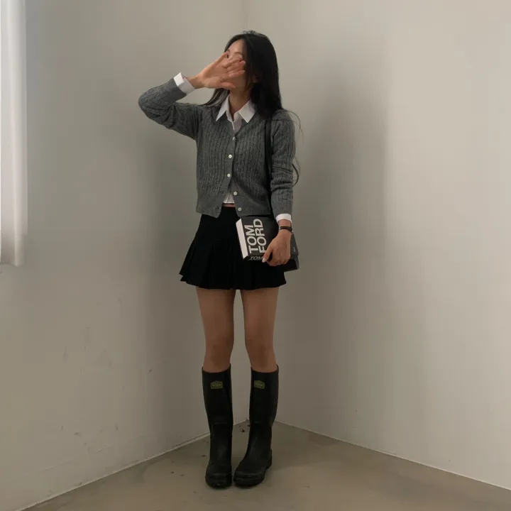 [캐시미어/클래식핏!] 봄을 담은, 꽈배기 크롭 니트가디건 - 11color 상세 이미지 30