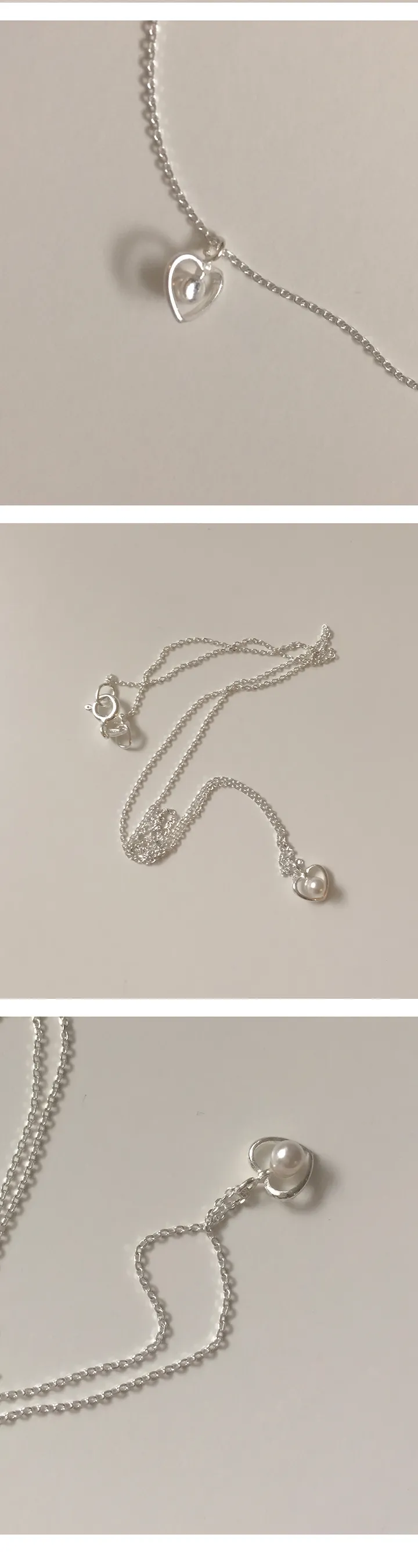 harmony necklace (silver925)(빠른출발) 진주목걸이 미니펜던트 미니하트목걸이 상세 이미지 4