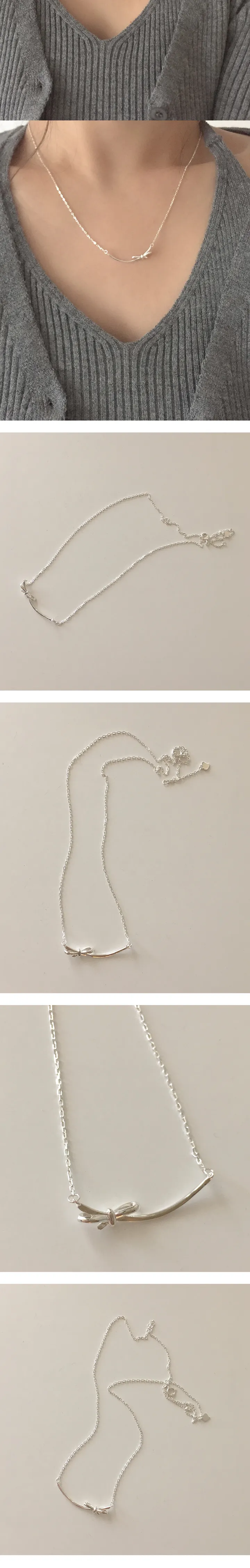 twig necklace (silver925) 보우 리본 데일리 은 목걸이 상세 이미지 4