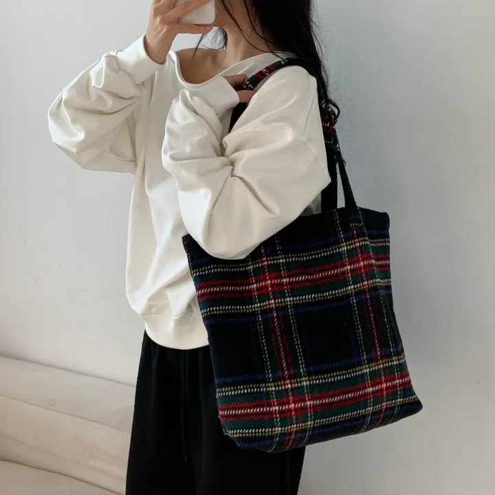🌼2color🌼 윈터 체크 에코백🚚당일출고🚚 (그린, 네이비) 크리스마스, 연말파티, 겨울신상⛄︎ 상세 이미지 8