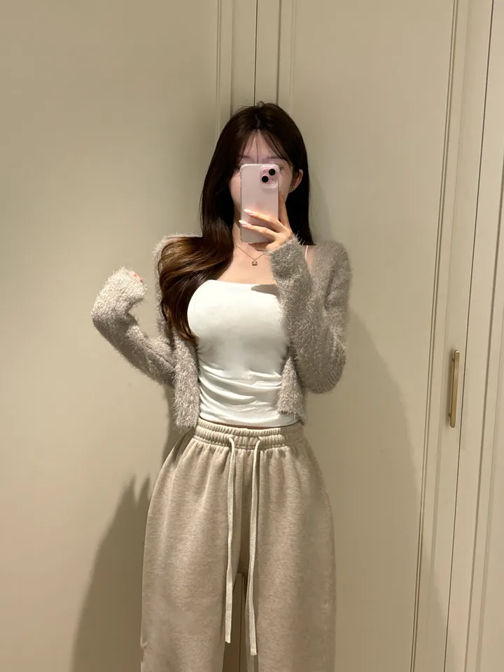 [청순여리/쓱걸치는🩷] 뽀송 앙고라 크롭 니트 가디건 겨울신상 봄가디건 (5color) 상세 이미지 2