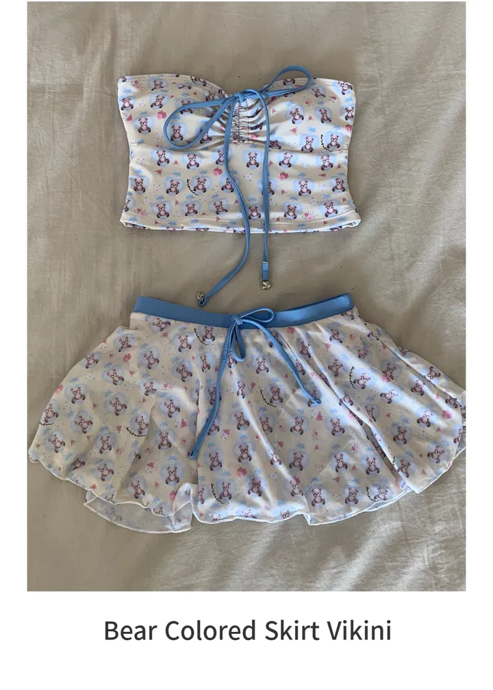 [당일출고/M-XL]홀터넥 커버업 치마 하이웨스트 비키니 베어 휴양지 수영복 상세 이미지 2