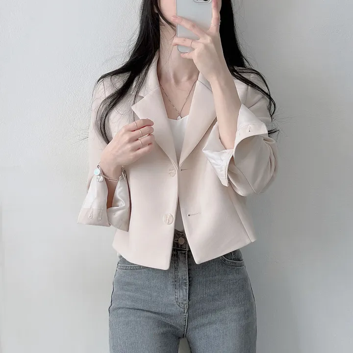 봄자켓*.* [패드없는, 퀄리티굿] 소매트임 크롭 자켓 상세 이미지 3