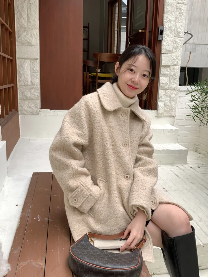 [안감누빔]테이퍼 부클 하프코트*베이지 당일발송 상세 이미지 27
