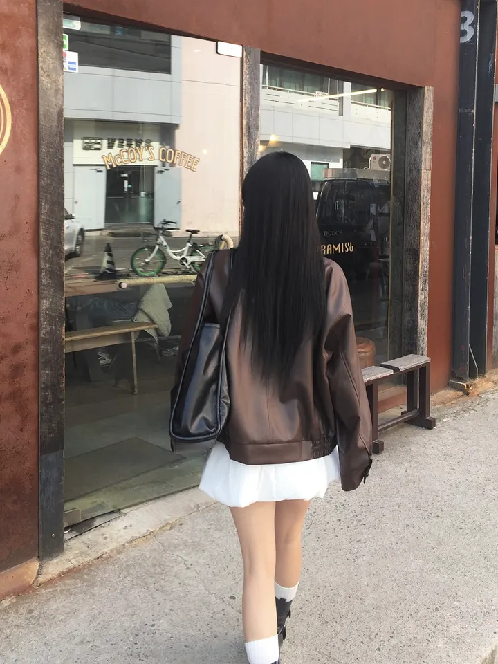 *아방졸귀핏* 오버핏 루즈핏 라이더 자켓 레더 자켓 레더 점퍼 라이더 점퍼 상세 이미지 14