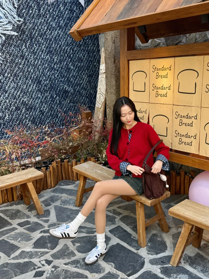[5color/개강룩] 체크 배색 니트 가디건 상세 이미지 22