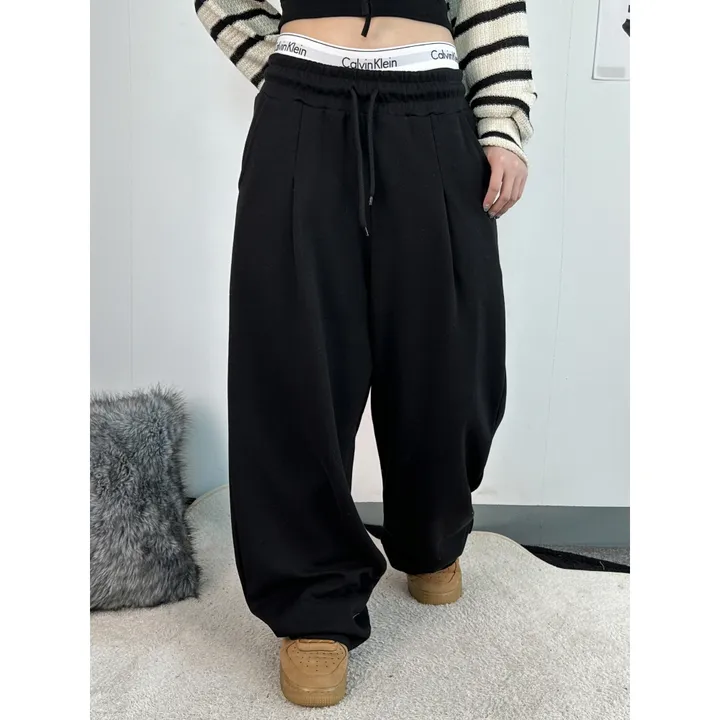 기모선택❤️[UNISEX/기획특가/4size!]올데이 원턱 라인 루즈 와이드 트레이닝 팬츠(2color) 상세 이미지 9
