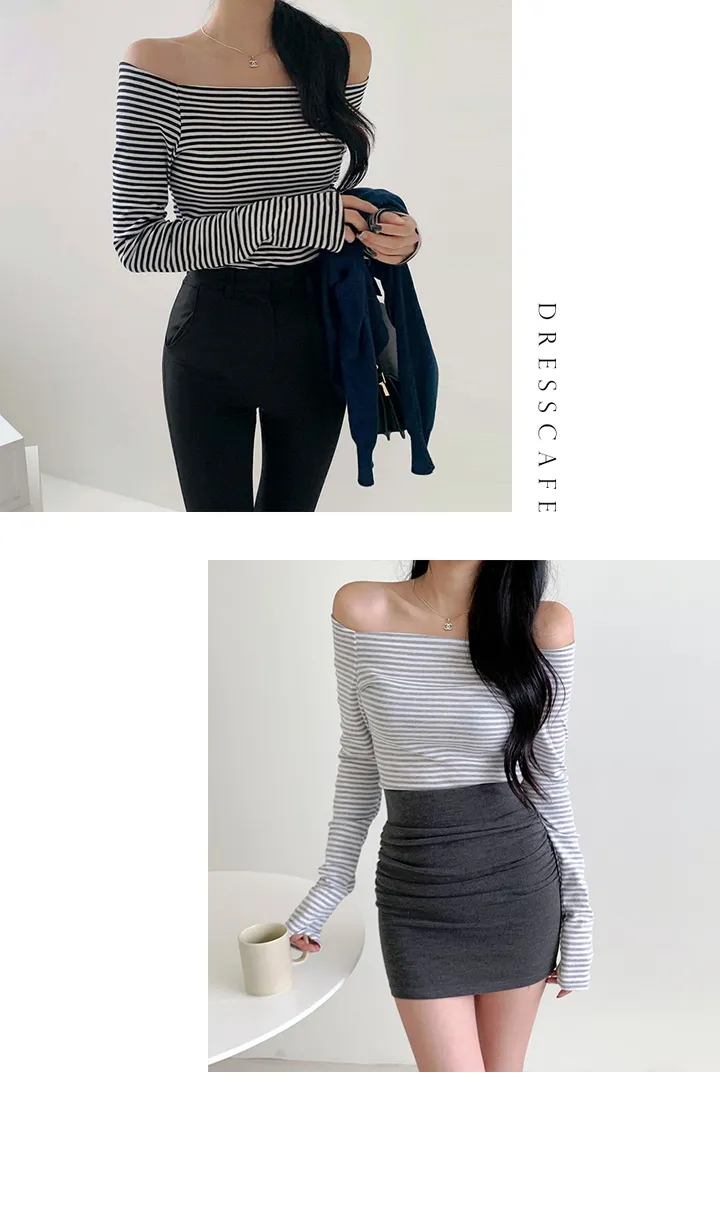 에스파🖤카리나🖤착용/ 캐비넷 단가라 오프티셔츠 상세 이미지 1