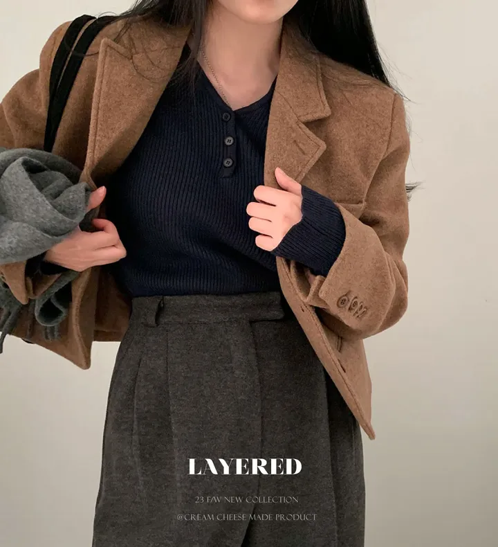 [4계절필수 디자인/연그레이 당일출고✨] 자체제작 #크치Made 젤리 버튼 트임 브이넥 골지 겨울 니트 긴팔티셔츠 - nt 상세 이미지 9