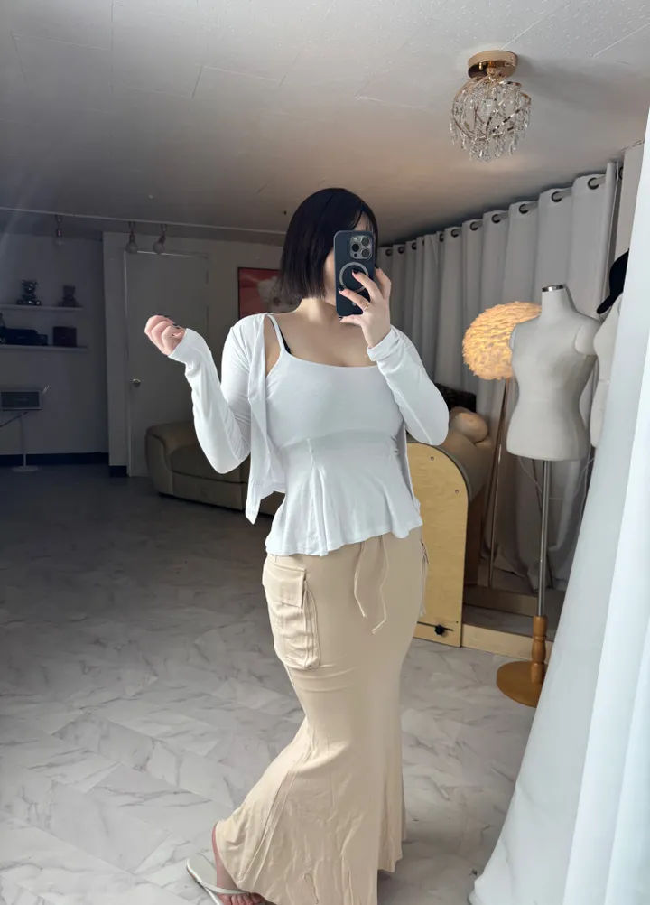 플레어 나시 가디건 투피스 세트 상세 이미지 7