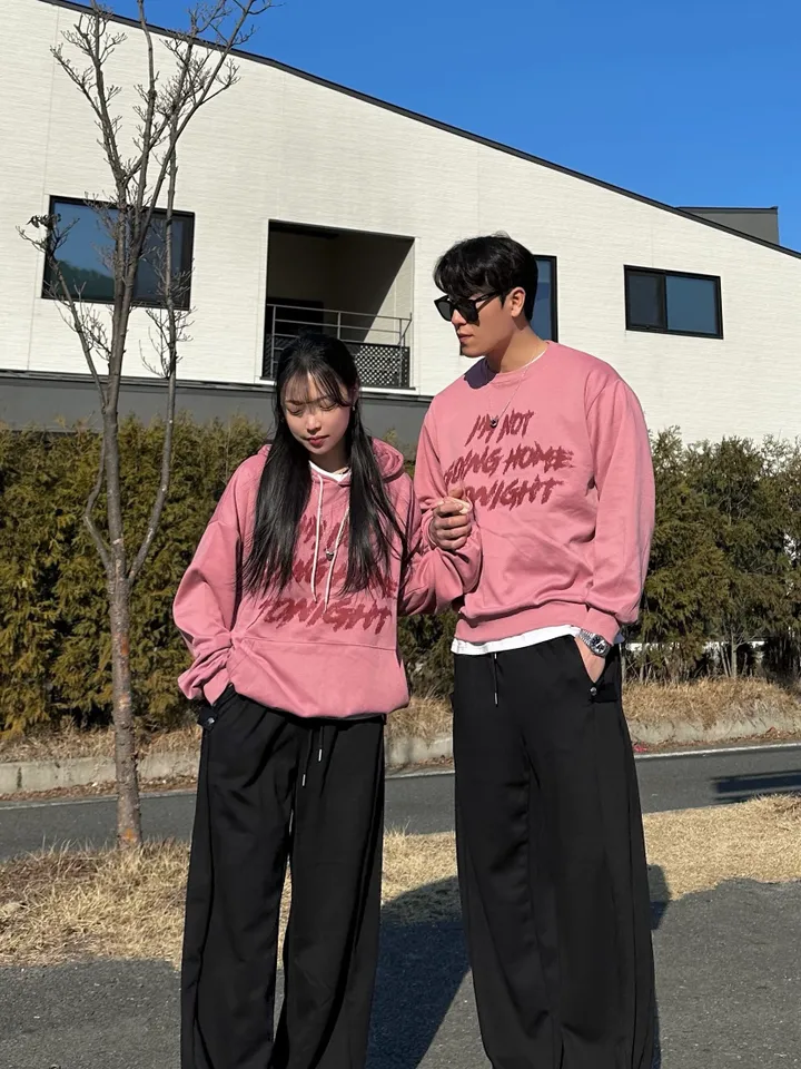 맨투맨 & 후드티 남녀공용 커플티 힙무드 스트릿 가을 겨울 봄 커플룩 시밀러룩 커플 코디 꾸안꾸 데이트룩 오버핏 루즈핏 아방핏 빅사이즈 남자 사이드스냅 벌룬 와이드 팬츠 상세 이미지 29