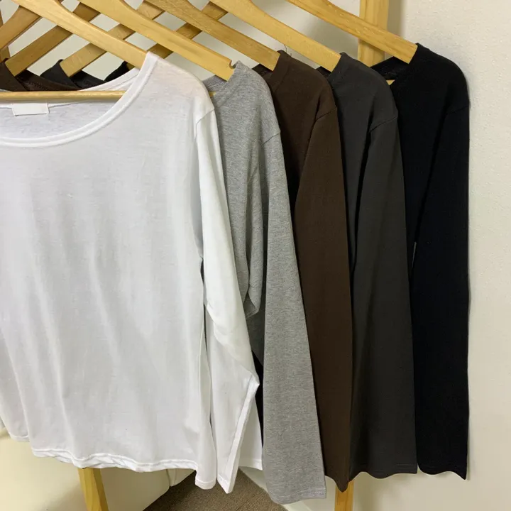 [-3kg/여리루즈핏!] 오프숄더 심플 루즈 여리 기본템 긴팔 티셔츠 (5color) 상세 이미지 24