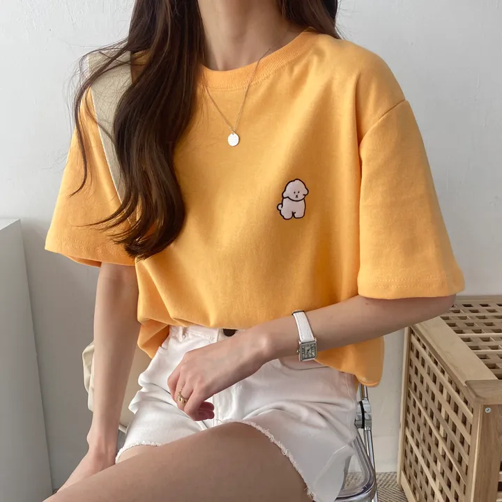 [묶음 할인/꾸안꾸] 귀여운 흰둥이 패치 반팔티 5color 상세 이미지 43