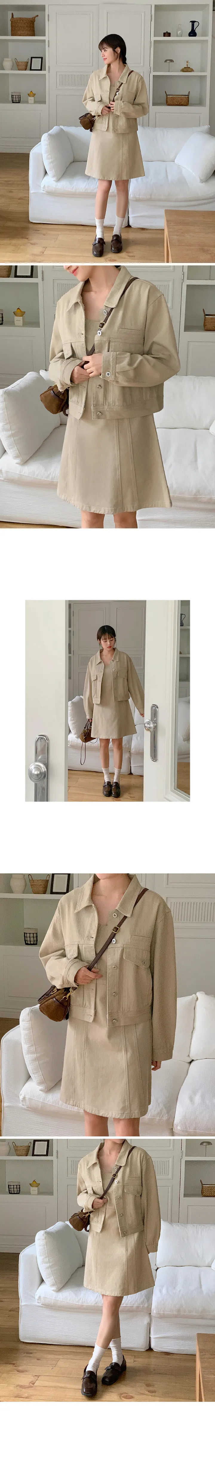 [55-120][셋업룩][크롭]코튼지니셋업 점퍼 상세 이미지 16