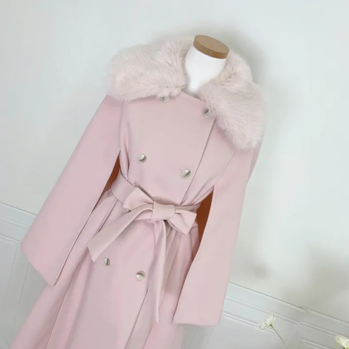 [롱케이프코트💗/고퀄보장✨] 롱VER. 알콩 울 캐시미어 폭스퍼 페이크퍼 밍크퍼 누빔안감 케이프 벨트 버튼 고급 우아 롱 판쵸 코트 망토 자켓 (4color) 연말룩 크리스마스 상세 이미지 37