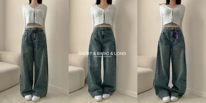 [숏.롱/~3XL] 옆 핀턱 히든 밴딩 와이드 데님 청바지 흑청 빈티지중청 그레이시진청 연청 상세 이미지 4
