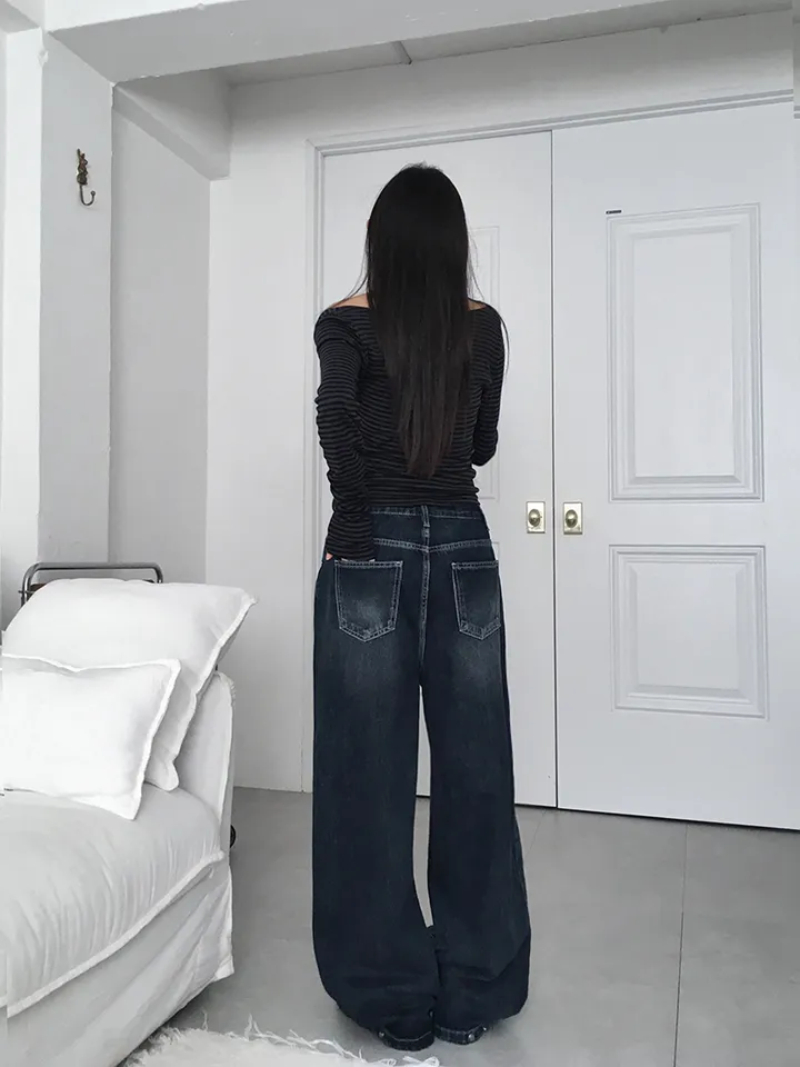 [숏,기본,롱/~XL/핏보장💙*밑단스냅단추 투웨이* 워싱 와이드데님] 헤이브밑단스냅와이드데님 상세 이미지 41
