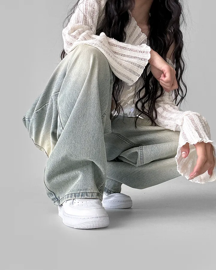 [~XL/2기장] 응팔 레트로 1988 워싱 벌룬 원 핀턱 통 와이드 데님 팬츠 바지 상세 이미지 51