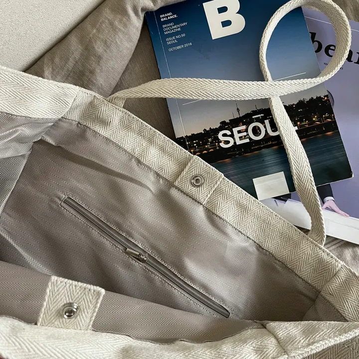 당출🚀[주문폭주!/BIG] 헤링본 데님 캔버스 무지 오버핏 에코백 / 빅 숄더백 3color 상세 이미지 34