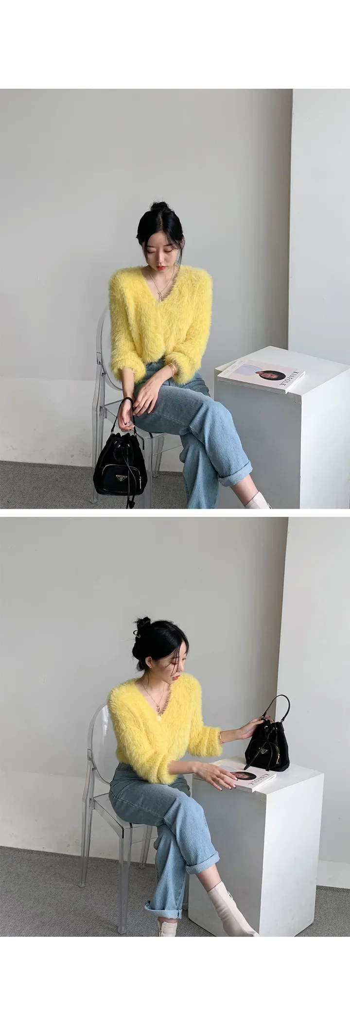 (촉감 굿~! 올해도 대박) 앙리 크롭 퍼가디건 상세 이미지 16