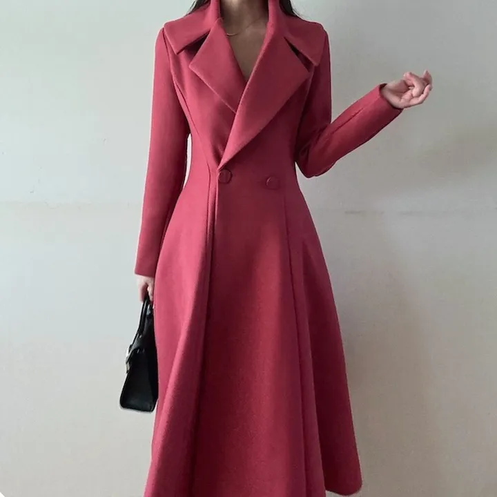 *누빔안감* 오닉 핀턱 플레어 롱코트 (2color) / 하객룩 데이트룩 오피스룩 면접룩 상견례룩 파티룩 연말룩 상세 이미지 5
