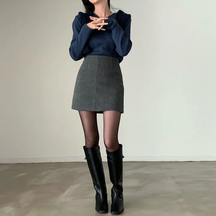 [4계절필수 디자인/연그레이 당일출고✨] 자체제작 #크치Made 젤리 버튼 트임 브이넥 골지 겨울 니트 긴팔티셔츠 - nt 상세 이미지 100