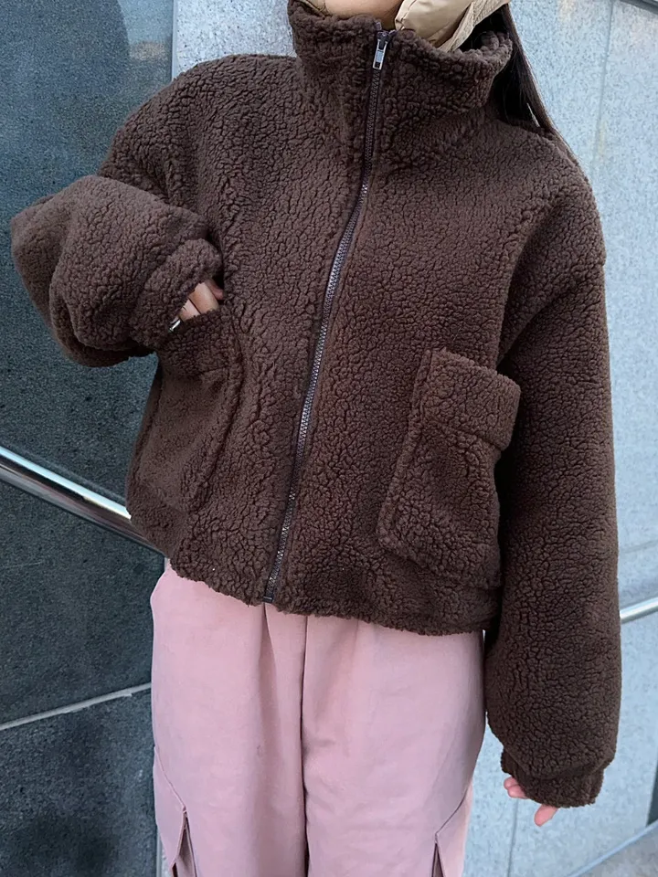 [iam테디베어]뽀글이 플리스 덤블자켓 후리스 양털점퍼 뽀글이자켓 4colors 오버핏 겨울아우터 힙 양털 집업 안감내장 자켓 상세 이미지 18