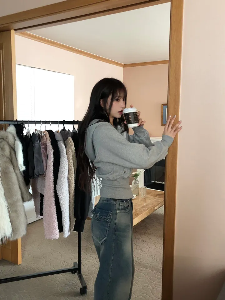 [당일발송🚀/허리보정!] 밴딩 포켓 크롭 후드집업 슬림핏 집업 상세 이미지 33