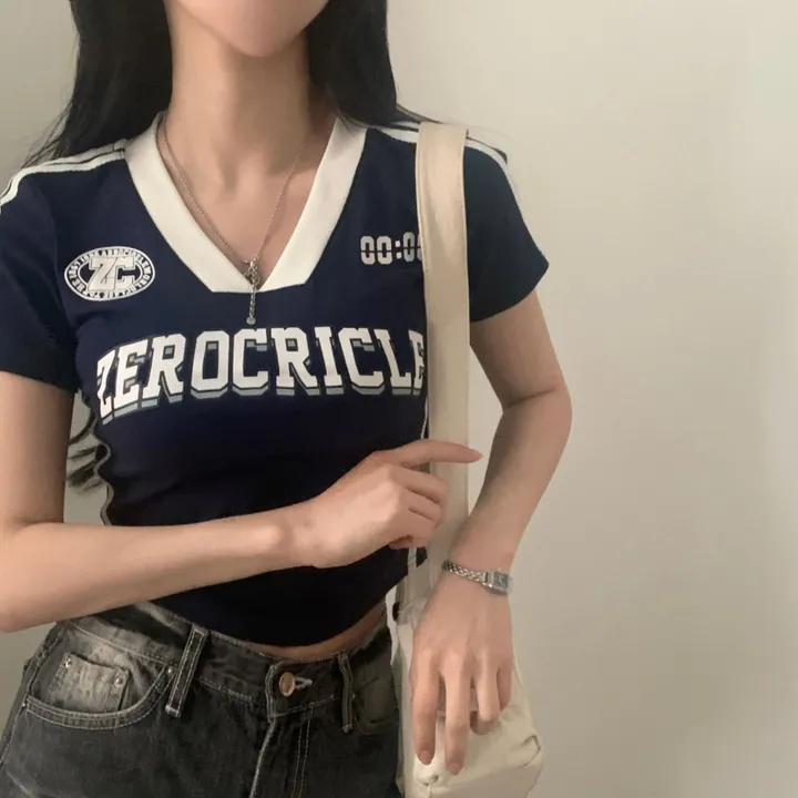 [찐만족도100%🤍] 블록코어 져지 배색 레터링 스트릿 크롭 반팔티셔츠 - 6color 상세 이미지 7