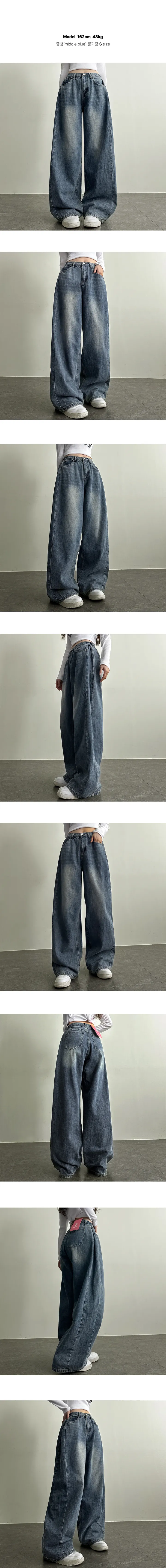 * 여름ver추가!!*기장수선NO![숏,롱/S~XL] 힙무드 벌룬핏 사이드 절개라인 워싱 데님팬츠 5color 67번 상세 이미지 7