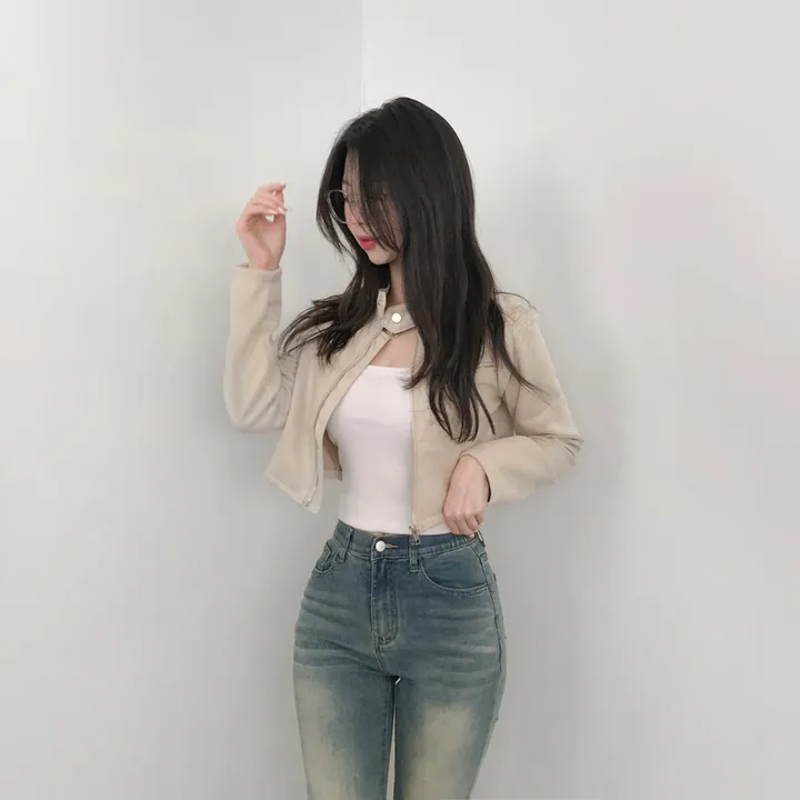 [부드러움/핏넘예] 봄자켓으로 추천! 차이나카라 크롭핏 슬림 스웨이드 자켓 상세 이미지 34