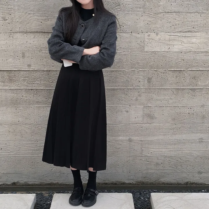 [누빔ver오픈!/MADE🩶]겨울하객룩 완성, 모헤어 라운드 스탠다드 크롭 자켓 상세 이미지 20