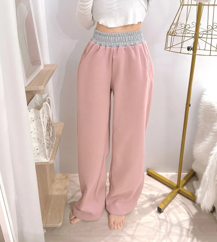 *2way [주머니배색 포인트!] 패트 배색 밴딩 힙 와이드 롱 트레이닝팬츠 롱팬츠 - 4color 상세 이미지 23
